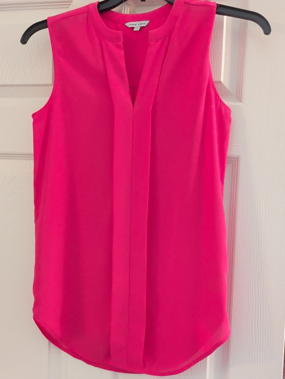Naked Zebra Hot Pink Sleeveless V-Notch Pleat Front Camisole